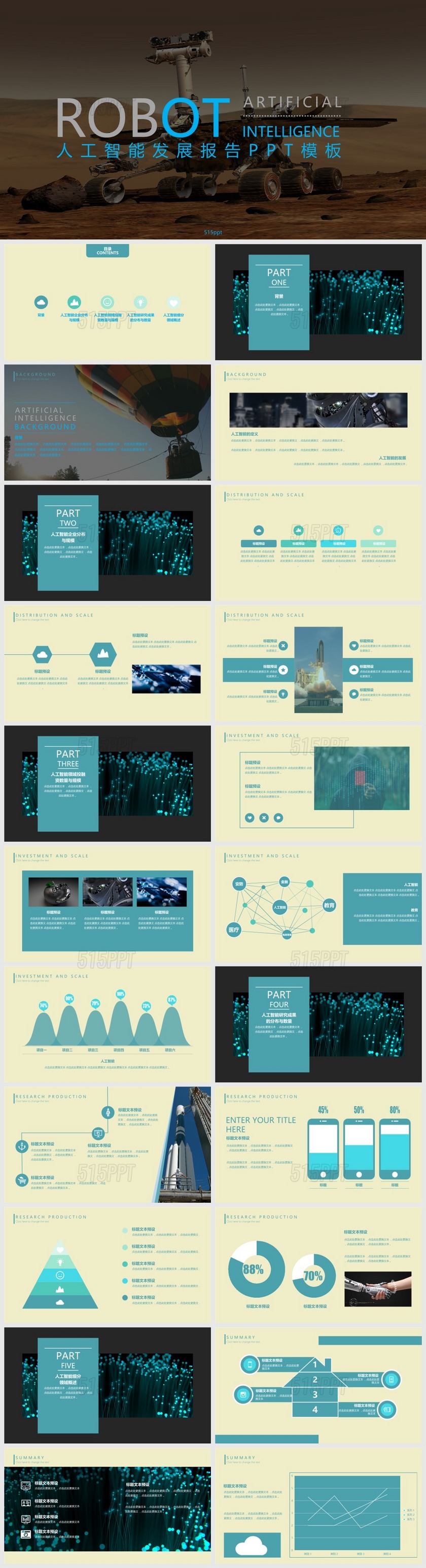 机器人人工智能科技项目发展报告PPT模板