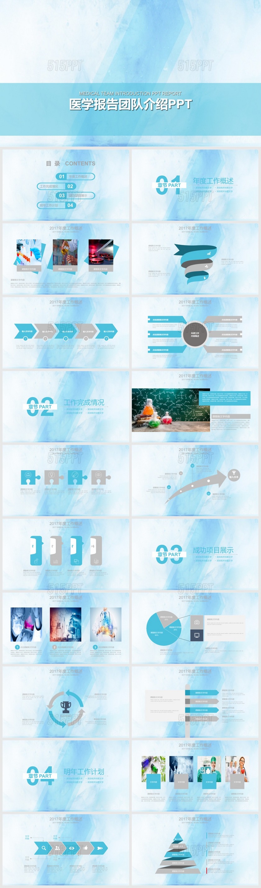 简约医学报告团队介绍计划总结PPT模板