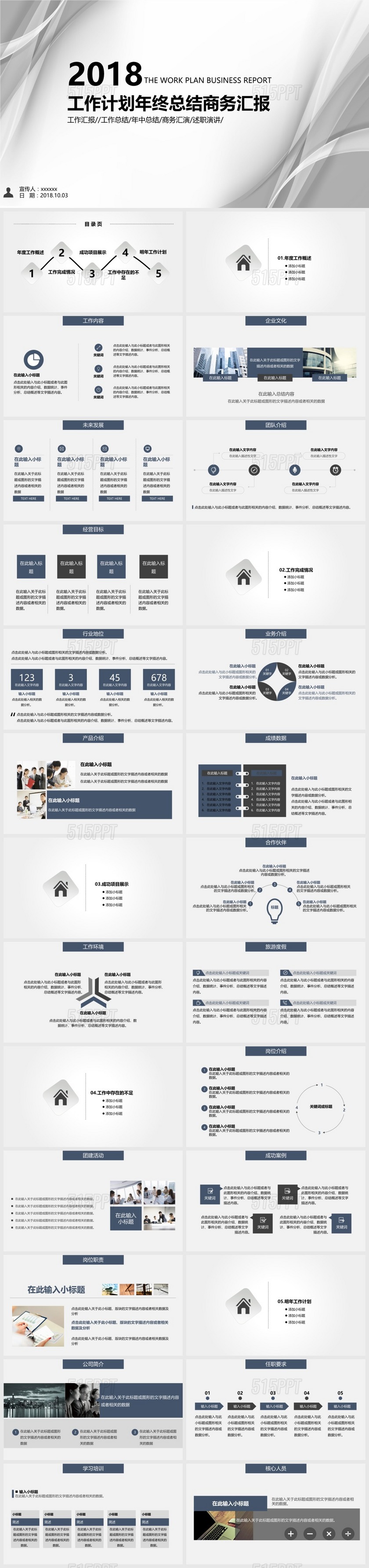 2018工作计划年终总结商务汇报PPT模板