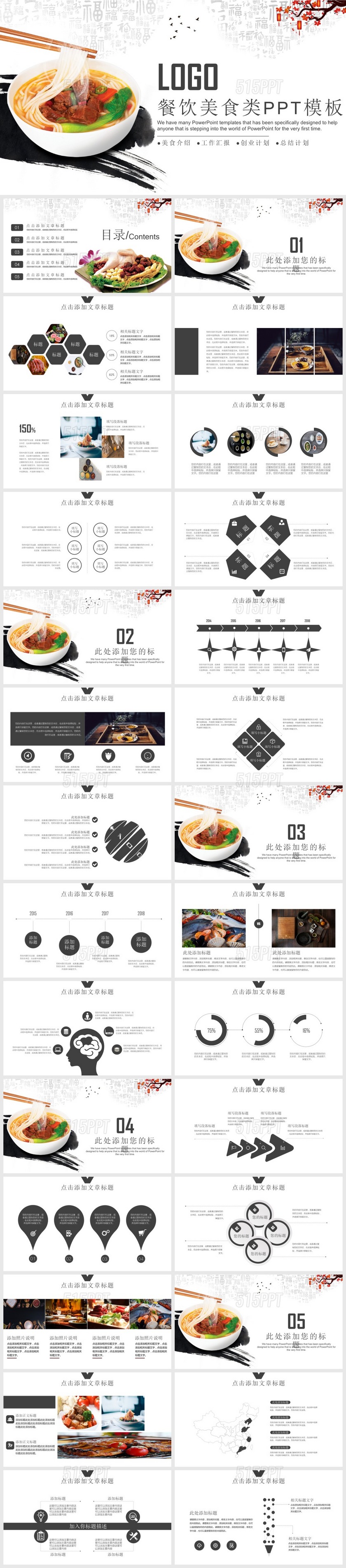 餐饮美食类美食介绍总结计划PPT模板