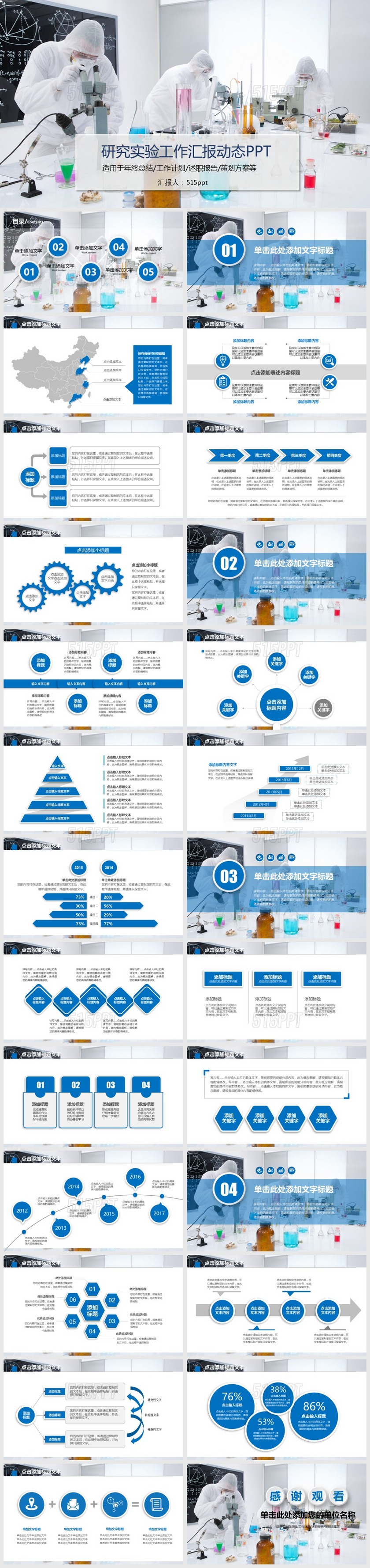研究实验工作汇报动态PPT模板