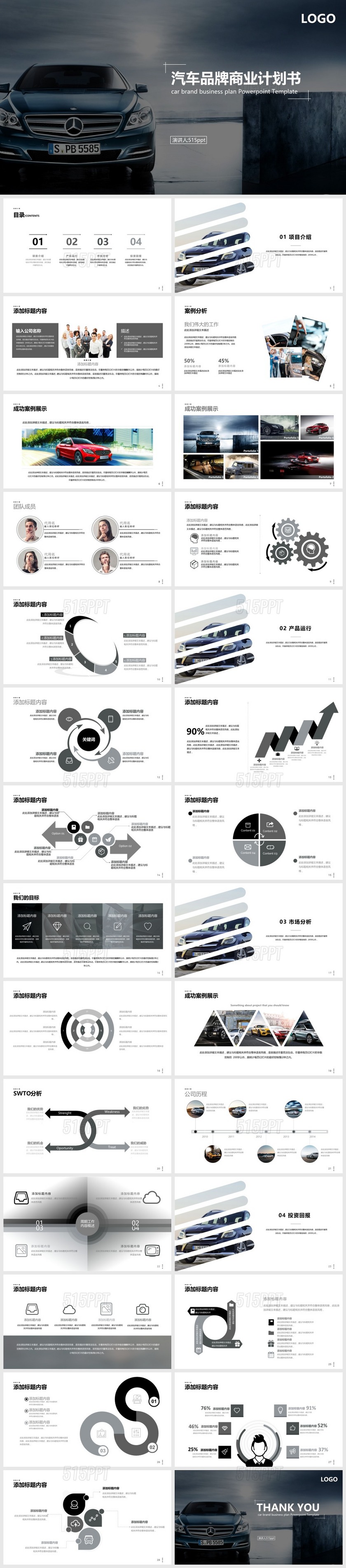 汽车品牌商业计划书PPT模板