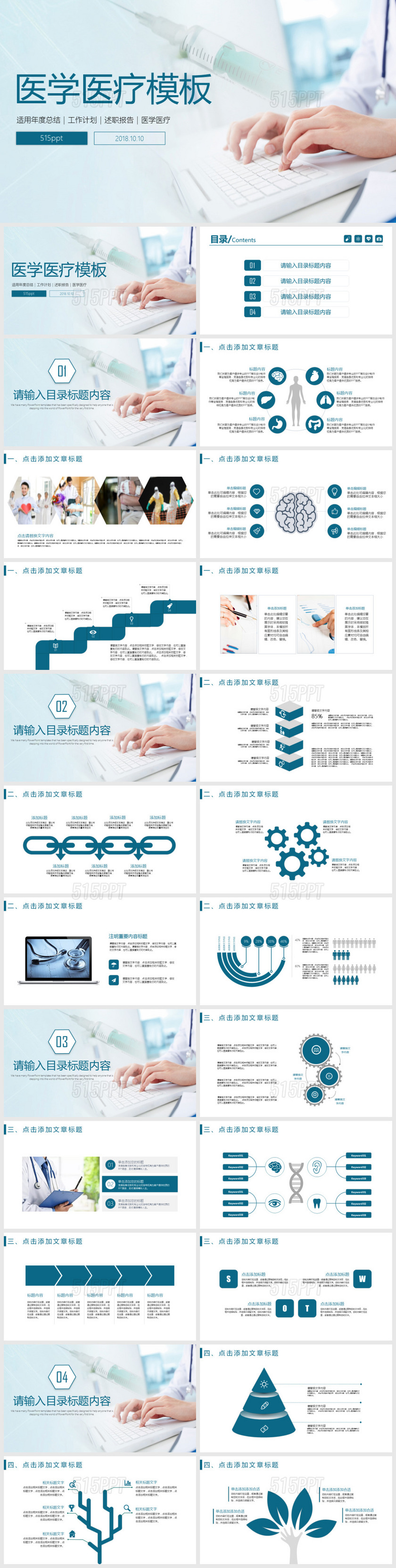 医学医疗适用年度总结工作计划述职报告PPT模版