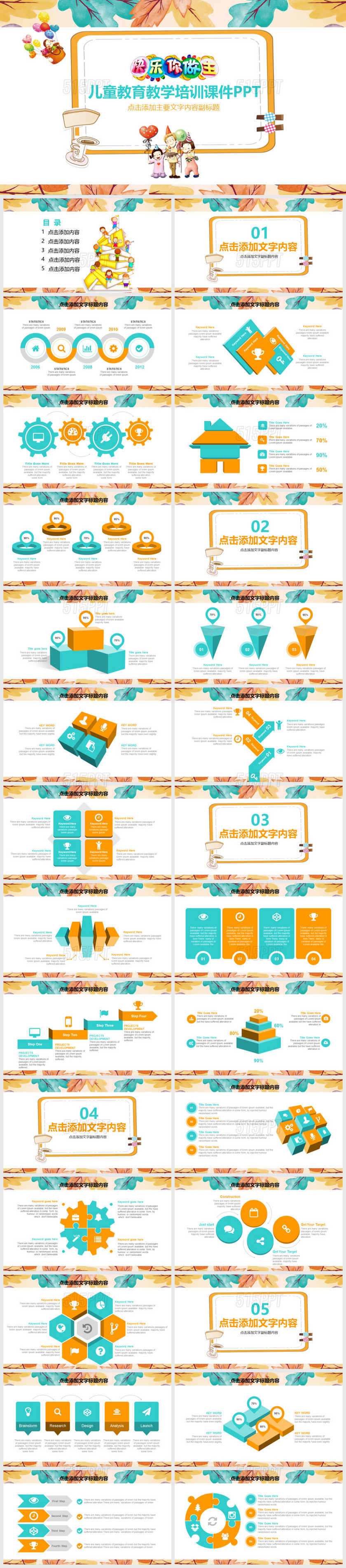 儿童教育教学培训课件PPT模版