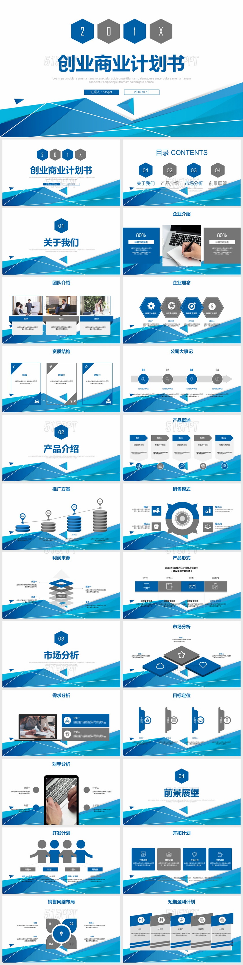 201X创业商业计划书PPT模版