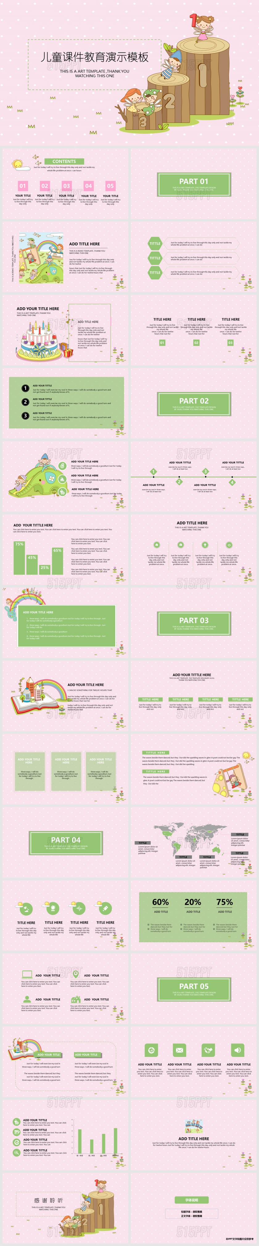 儿童课件教育演示PPT模版