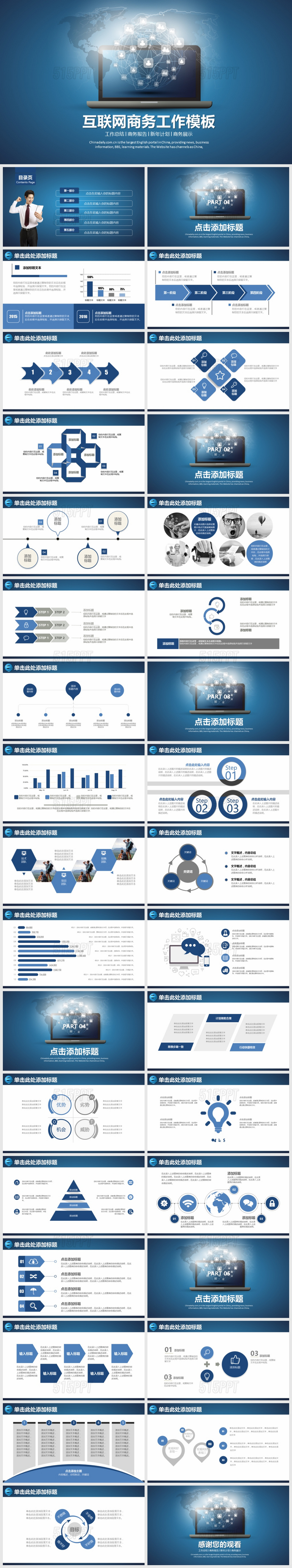 互联网商务报告工作总结新年计划商务展示PPT模版