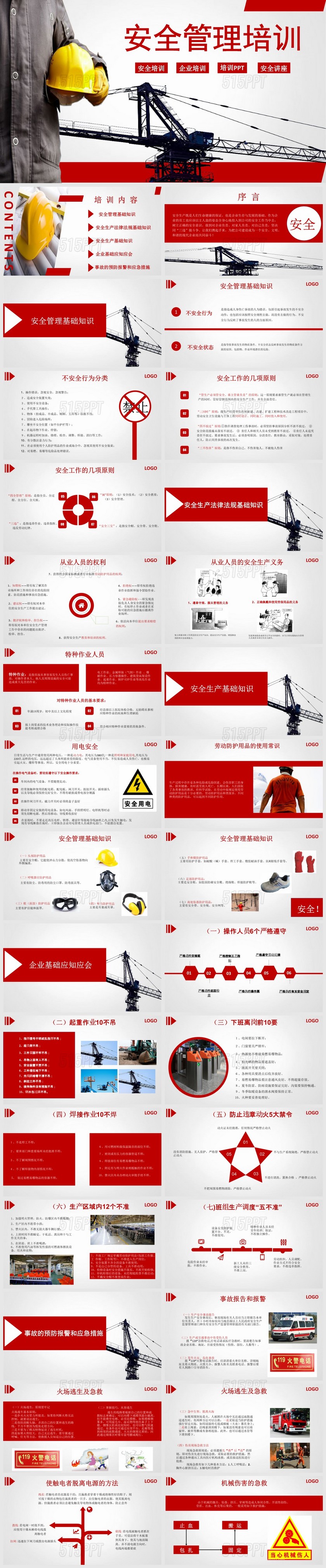 红色时尚安全生产管理培训通用ppt模板