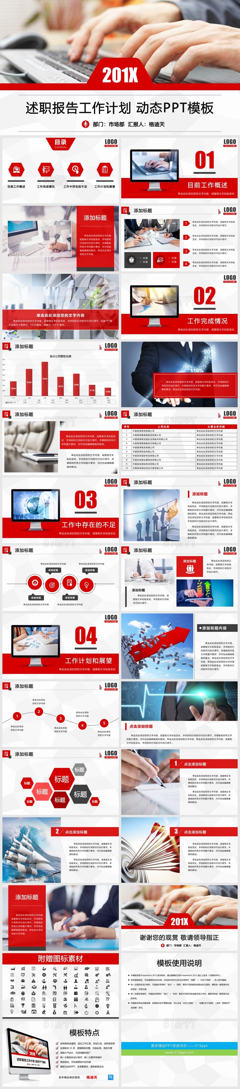 述职报告2018工作计划 工作汇报 职业规划 动态PPT