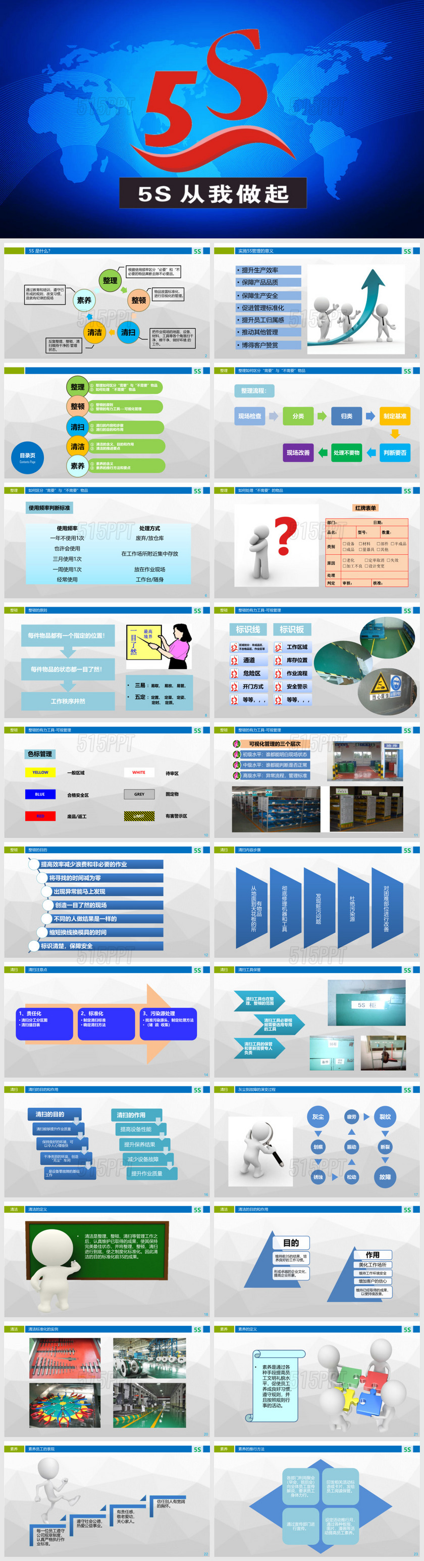 框架完整下载即用多色企业仓储5S现场管理深度解析5s培训PPT模板