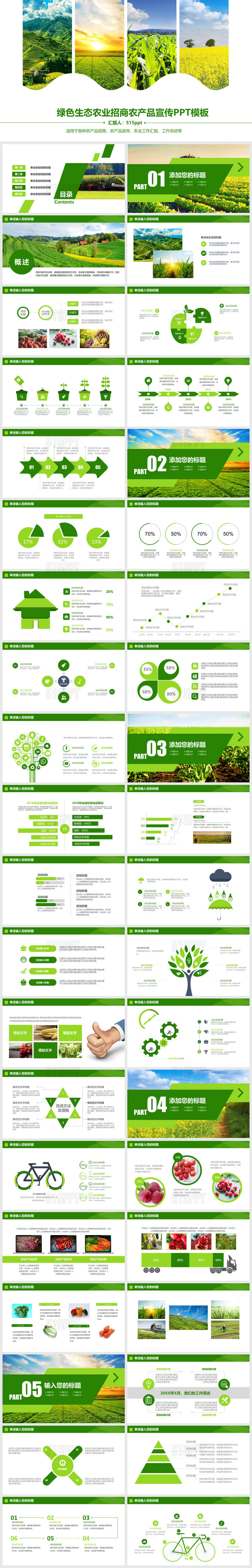 绿色生态农业招商农产品宣传PPT模板招商一