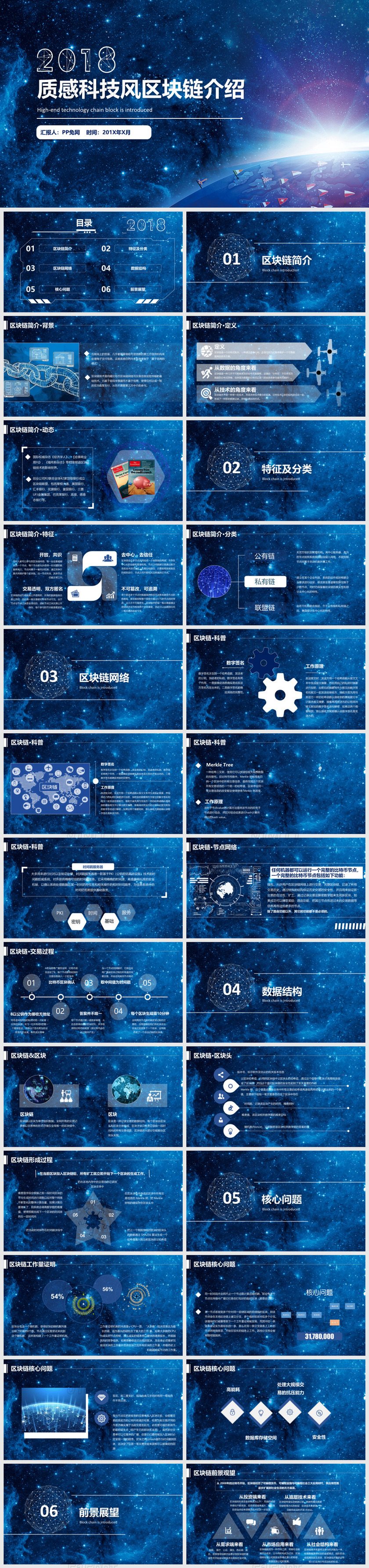 2018商务质感科技风区块链PPT模板区块链一