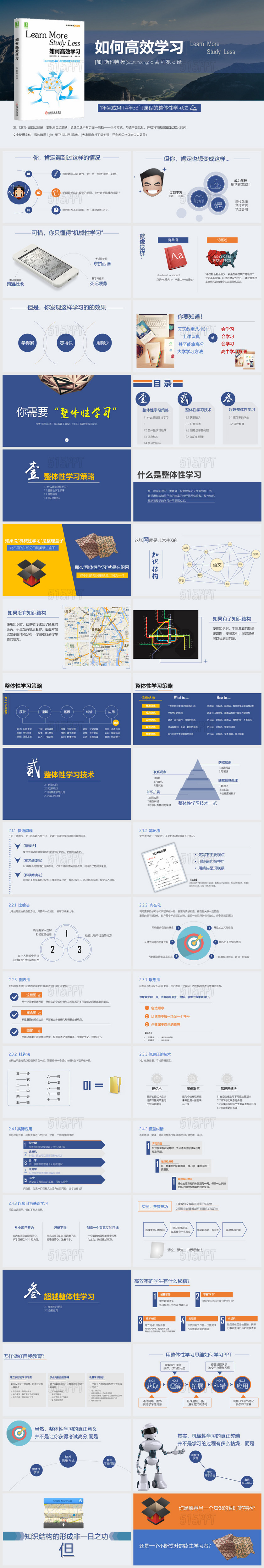 简洁商务如何高效学习时间管理读书笔记PPT模板